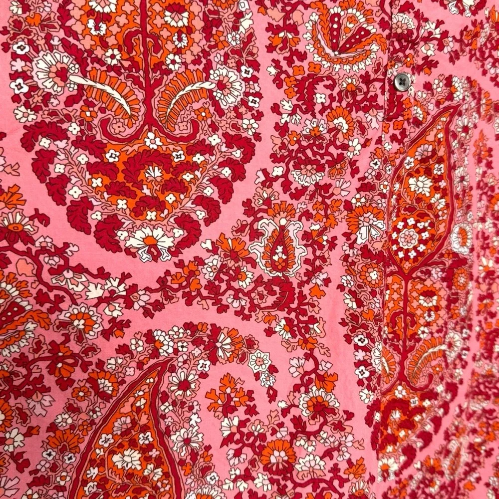 J. Crew Puff Sleeve Top Blouse Oversized Paisley Print Pink Women Size XL Ruffle - Picture 6 of 13